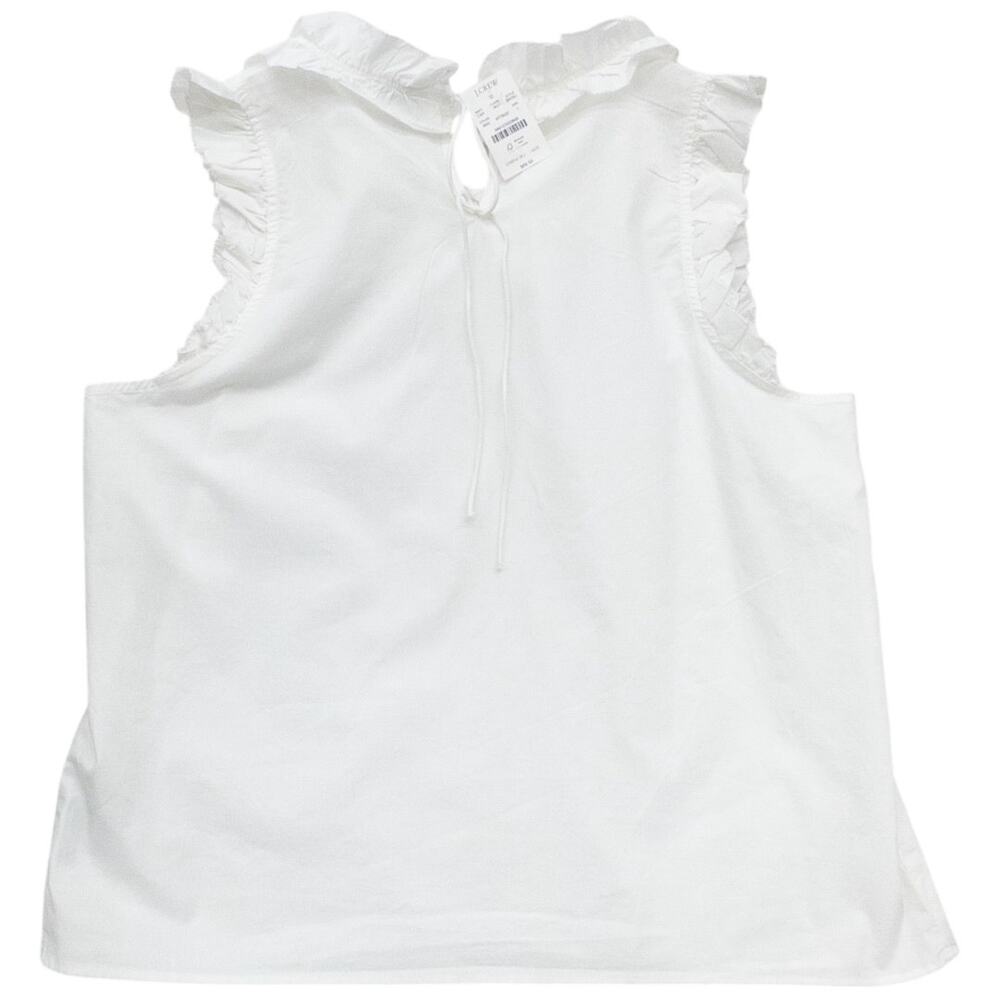 J Crew Ruffle Trim Cotton Poplin Tie Back Tank Top White Women's Large NWT - Picture 3 of 5